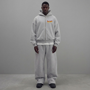 Ensemble de survêtement homme OEM/ODM 100% coton, sweat à capuche et pantalon large, couleur unie, vêtements d'hiver, style hip hop, coupe ample, ensemble deux pièces pour homme - Product Image 1