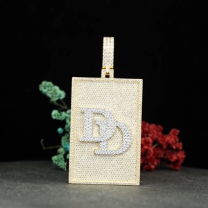 Luxury 18K Gold Plated Iced Out Letter Retengular <b>Pendant</b> With Moissanite Stones Micro Pave Everyday Wear <b>Initial</b> Letter <b>Pendant</b> - Product Image 2