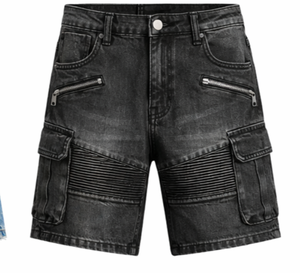 Pantalones Cortos de Mezclilla Premium para Hombre, Estilo Urbano de Verano, con Diamantes, Vintage, Casual, Hip Hop, Rectos, Lavados, con Apliques de Pedrería - Product Image 1