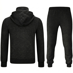 Custom <b>Men's</b> Breathable Streetwear Tracksuit Set <b>Zip</b>-Up Hooded <b>Jacket</b> & Solid Jogger Pants-Comfortable Fitness Sportswear - Product Image 3
