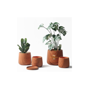 Pot de plante en bois pour une décoration intérieure naturelle, alliant design minimaliste et artisanat du bois durable - Product Image 2