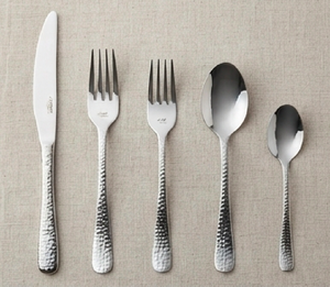 High Quality Stainless Steel Flatware Set Hammered Handle With <b>Mirror</b> Finishing Perfect For Weddings Hotels And Kitchen - Product Image 1