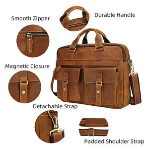 Bolsos de cuero para portátiles con logotipo personalizado, venta al por mayor, de cuero genuino, material sólido, en oferta. - Product Image 4