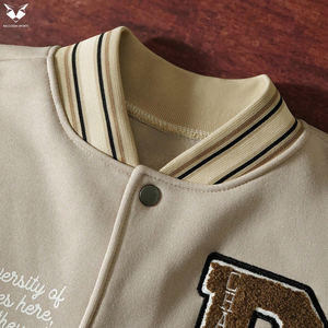 Heavyweight Winter Varsity Jacket Men's Quilted Lining Woolen Letterman Jacket Windproof Thermal Baseball Bomber Collage Jacket - Product Image 6