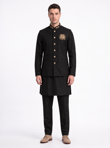 Ensemble de costume Bandhgala Indo-Occidental pour homme sur mesure, 6 couleurs, veste Jodhpuri brodée de luxe avec Kurta et pantalon, ensemble 3 pièces pour mariage - Product Image 2