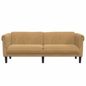 Sofá de 3 Plazas en Cuero Sintético Marrón para Sala de Estar - Product Image 4