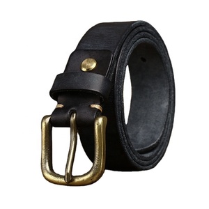 Ceinture en cuir véritable pour homme, logo personnalisé d'usine, 4 mm d'épaisseur, cuir de vachette pleine fleur vintage de luxe, boucle en acier massif, respirante et imperméable - Product Image 1