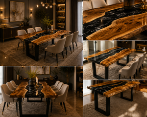Luxury Epoxy Resin <b>Kitchen</b> Dining <b>Table</b> Solid Walnut Wood River <b>Table</b> Handmade Statement Furniture Elegant <b>Bar</b> Slab - Product Image 4