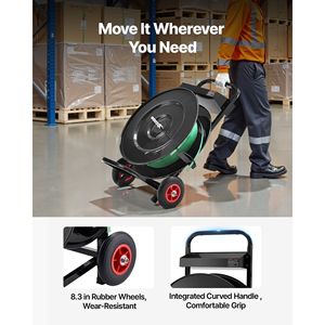 Carrello Dispenser per Nastri di Imballaggio Resistenti 8-16 Core in PET/PP/Poliestere, Attrezzato per Bobine - Product Image 3