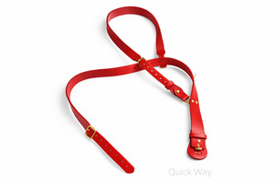 Cinturón de Cuero Metálico Rojo con Correa Cruzada, Hecho a Mano, Estilo Uniforme, para Trajes Formales - Product Image 3