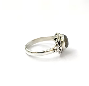 Dainty Labradorite Gemstone <b>Ring</b> <b>Set</b> In 925 <b>Sterling</b> <b>Silver</b> Handcrafted Minimalist Smooth Fit <b>Ring</b> Perfect For Gift - Product Image 3