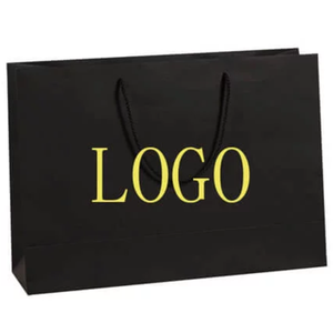 Bolsa de Regalo de Papel Negro de Arte, Ecológica, de Lujo, con Logotipo de Marca Impreso Personalizado, para Joyería, Cosméticos, Zapatos, Ropa - Product Image 1