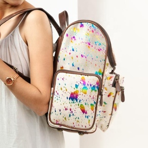 LW Sac à dos pour femmes en cuir de vache véritable isolé Bohemian Rock PVC résistant à l'eau Sac à bandoulière portable élégant - Product Image 2