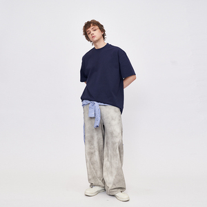 T-shirt pour homme de haute qualité 100% coton, coupe classique, écologique, respirant, style hip-hop, pour l'hiver, motif uni, logo sur le devant, OEM ODM - Product Image 2