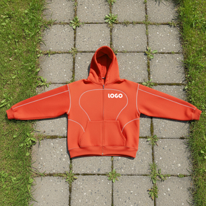 Sweat-shirt pour homme avec logo personnalisé, design élégant, en tissu French Terry de haute qualité, impression 3D en relief, détails de passepoil, sweat-shirt à capuche - Product Image 2