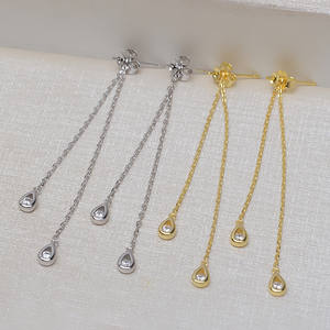 DIY Jewelry Accessories for Women S925 <b>Silver</b> Double <b>Chain</b> <b>Necklace</b> with <b>Long</b> Tassel Semi-Finished Crystal Earrings - Product Image 4