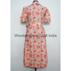 Robe en coton vintage bohème écologique faite à la main, détail boutonné, manches courtes, silhouette en A, décontractée pour femmes, bureau, été - Product Image 6