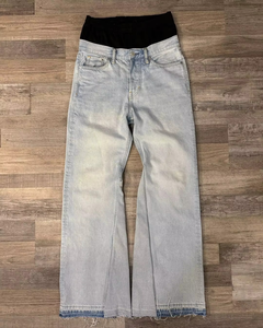 Vaqueros de mezclilla para hombre, estilo vintage, de corte recto, rasgados, de color claro, con doble cinturón, desgastados, de moda, de última tendencia, pantalones acampanados, estilo casual - Product Image 1