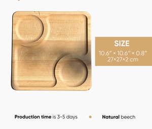 Wooden Coffee Tray Dual Cup Slots Commercial Grade Breakfast <b>Bed</b> Serving for Couples <b>Rustic</b> Handmade Solid Beech Wood Catering - Product Image 3