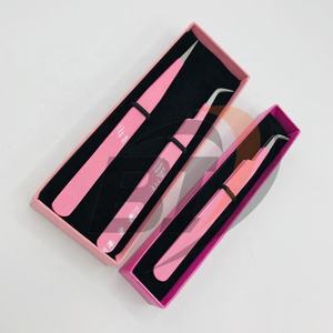 Pince à épiler d'extension de cils en acier inoxydable rose personnalisée professionnelle forte adhérence Logo personnalisé pointe pointue durable personnalisée - Product Image 4
