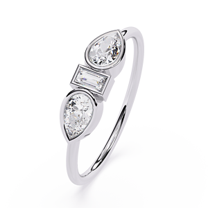 Anillo minimalista de oro amarillo macizo de 14k con diamantes cultivados en laboratorio de corte baguette y redondo, anillo de boda clásico, regalo para ella. - Product Image 6