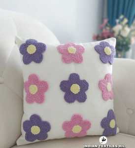 Tufted Floral Wool Cushion Cover Living Room Home Decor With Custom Design Boho Pillow Eco-Friendly Custom OEM Wholesale - Product Image 1