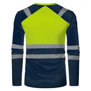 Camisa de Trabajo de Seguridad Reflectante de Alta Visibilidad para Hombre, Verano, Secado Rápido, Transpirable, Poliéster, Talla Grande - Product Image 3