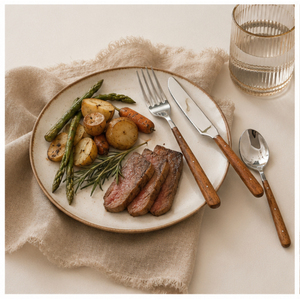 Luxury Natural Wood Handle Cutlery Set Stainless Steel French Bistro Style <b>Flatware</b> for Wholesale Hotel Tableware Silverware - Product Image 2