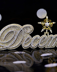 Colgante de Plata 925 con Letra Personalizada, Estilo Hip Hop, con Moissanita VVS Iced Out y Engaste de Estrella, Pasa Prueba de Diamante - Product Image 1