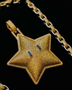 จี้และชาร์มสไตล์ฮิปฮอปเงินแท้ประดับมอสซาไนต์รูปดาวสองสีแบบขายส่ง - Product Image 2