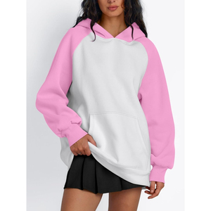 Sudaderas con Capucha para Mujer al por Mayor, de Manga Raglán Oversize, con Logotipo Personalizado, Bloques de Color, de Forro Polar, Ajuste Holgado, Estilo Urbano - Product Image 1