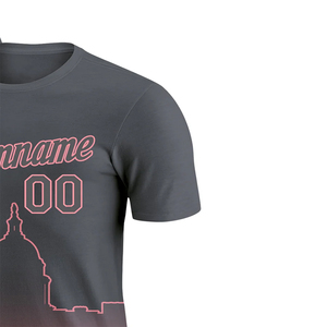 Solid Color 100% Polyester Men's Sportswear T-Shirts Customized Sublimation Printing Nam <b>Number</b> Men's Gym Wear T-Shirts - Product Image 5