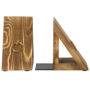 Porte-livres décoratifs en bois avec design triangulaire, support à livres en bois fait à la main pour bibliothèque, bureau, maison, salon - Product Image 3