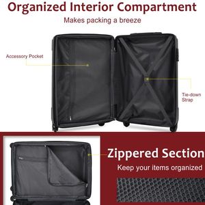 3 Piece Expandable Hard Shell ABS Luggage Set Double Spinner Suitcases with TSA Lock (20/24/28inch) for Travel - Product Image 6