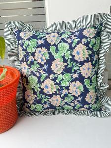 <b>Block</b> Print Boho Cushion Cover With Frill Handmade Cotton <b>Bed</b> Throw Pillows, bohemian pillow cushion cover vintage home decor - Product Image 3