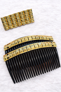 Peineta de Pelo Vintage Chapada en Oro Hecha a Mano, Ecológica, Impermeable, Elegante y Moderna, con Diseño de Flores y Mini Piedras Rojas, para Novias - Product Image 5