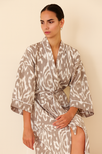 Kimono de Algodón Estampado Hecho a Mano para Mujer, Estilo Indio, con Secado Rápido y Cuello en V, para Playa o Verano, Largo Completo - Product Image 4
