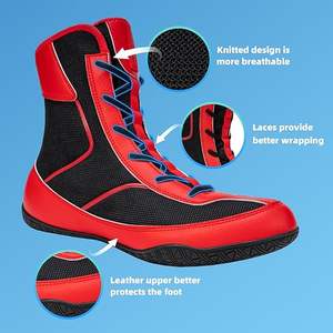 Bottes de lutte et de boxe larges pour hommes, hautes, respirantes, légères, antidérapantes pour la compétition et l'entraînement - Product Image 6