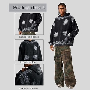 Sudadera con Capucha Gráfica para Hombre, Estilo Oversize, Lavado Ácido, con Estampado de Grafiti, de Forro Polar Grueso - Product Image 2