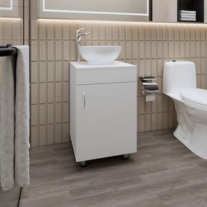 Mobile Bagno Integrato Bianco con Lavabo e Rubinetto - Product Image 1