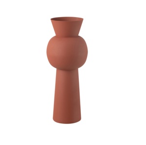 Grand vase à fleurs géométrique en terre cuite |   Vase décoratif nordique moderne pour fleurs séchées et herbe de la pampa, vase à fleurs en métal - Product Image 1