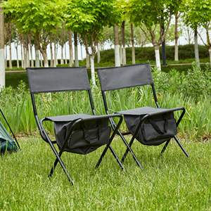 Sedia pieghevole portatile in 2 pezzi con custodia per picnic all'aperto al coperto e pesca grige - Product Image 2