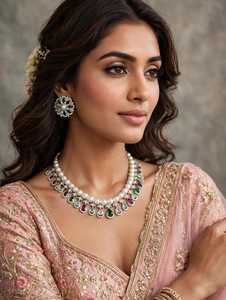 Ensemble de bijoux traditionnels indiens en laiton plaqué or, style indien tendance, pour mariage, fête et fiançailles, pour femmes, réglable - Product Image 5