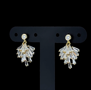 Elegant Baguette Cut Lab Grown Diamond <b>Dangle</b> <b>Earrings</b> in <b>Gold</b> Premium Jewelry - Product Image 3
