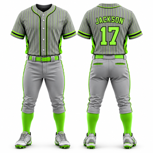 Uniforme de Béisbol Sublimado Personalizado, Conjunto de Camiseta y Pantalones de Béisbol con Botones para Hombre, Ligero, Transpirable, Ropa Deportiva OEM - Product Image 1