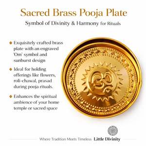 Panier de Pooja en laiton Tokri avec poignée, Thali traditionnel pour Puja, Prasad pour Mandir, accessoires de temple, fruits décoratifs pour la maison - Product Image 5