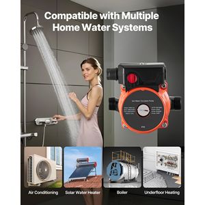 Sistema di Pompa di Ricircolo Acqua Calda 10 GPM, Circolazione Istantanea, Controllo a 3 Velocità, 0.13 HP, 110/120V, NPT 3/4 Pollici - Product Image 4