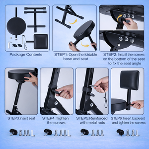 OEM ODM Stainless Steel Foldable Chair Backrest Multi-Level Footrest Waterproof Height <b>Adjustable</b> For Garage, Workshop GAPGAR038 - Product Image 3