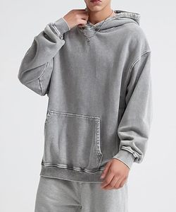 Sudaderas con Capucha de Algodón Lavado de Tallas Grandes al por Mayor, con Logotipo Personalizado, Estilo Vintage Urbano para Hombre, con Bolsillos - Product Image 3
