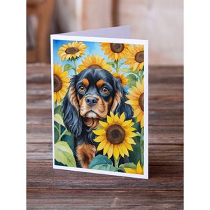 Cavalier Spaniel in Sunflowers A7 Whimsical Tarjetas de felicitación en blanco Paquete de 8 con sobres 5x7 Tamaño de nota - Product Image 2